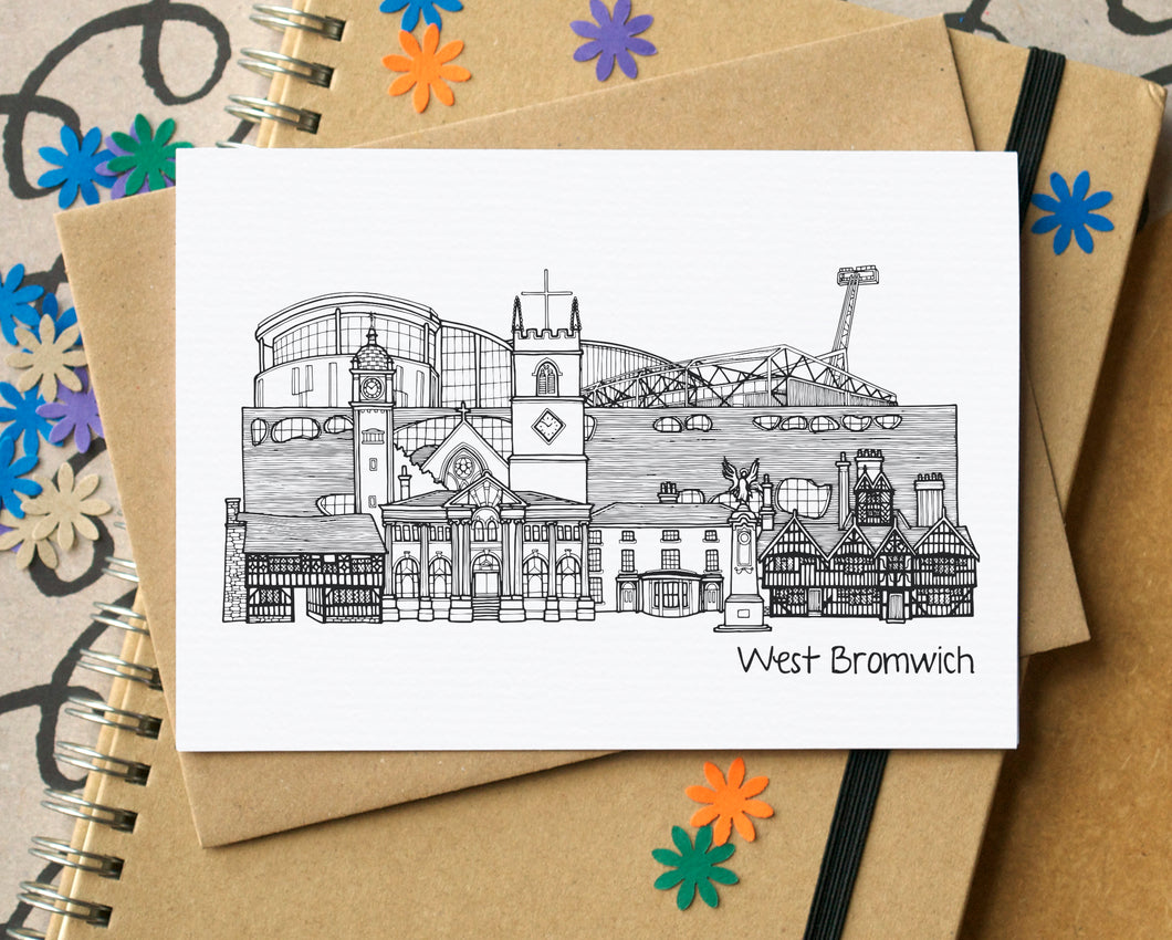 West Bromwich Skyline Landmarks Greetings Card