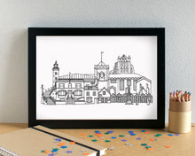 Whitby Skyline Landmarks Art Print - can be personalised - unframed