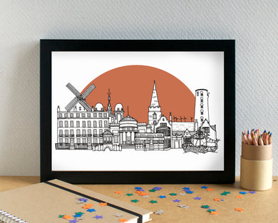 Wirral Skyline Landmarks Art Print - can be personalised