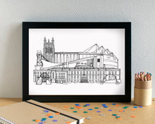Wrexham - Wrecsam Skyline Landmarks Art Print - can be personalised - unframed