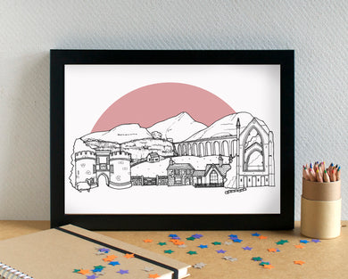 Yorkshire Dales Skyline Landmarks Art Print - can be personalised