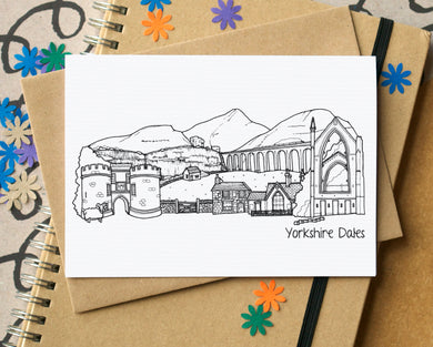 Yorkshire Dales Skyline Landmarks Greetings Card