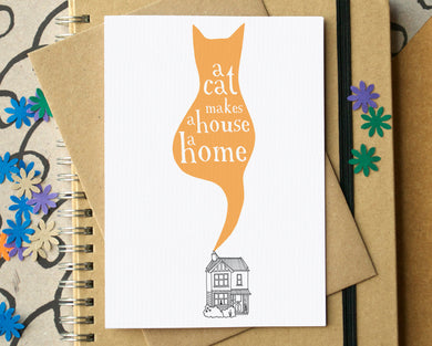 A Cat Makes A House A Home Greetings Card