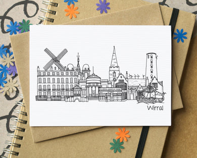 Wirral Skyline Landmarks Greetings Card