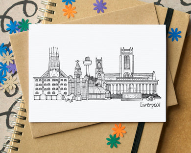 Liverpool Skyline Landmarks Greetings Card