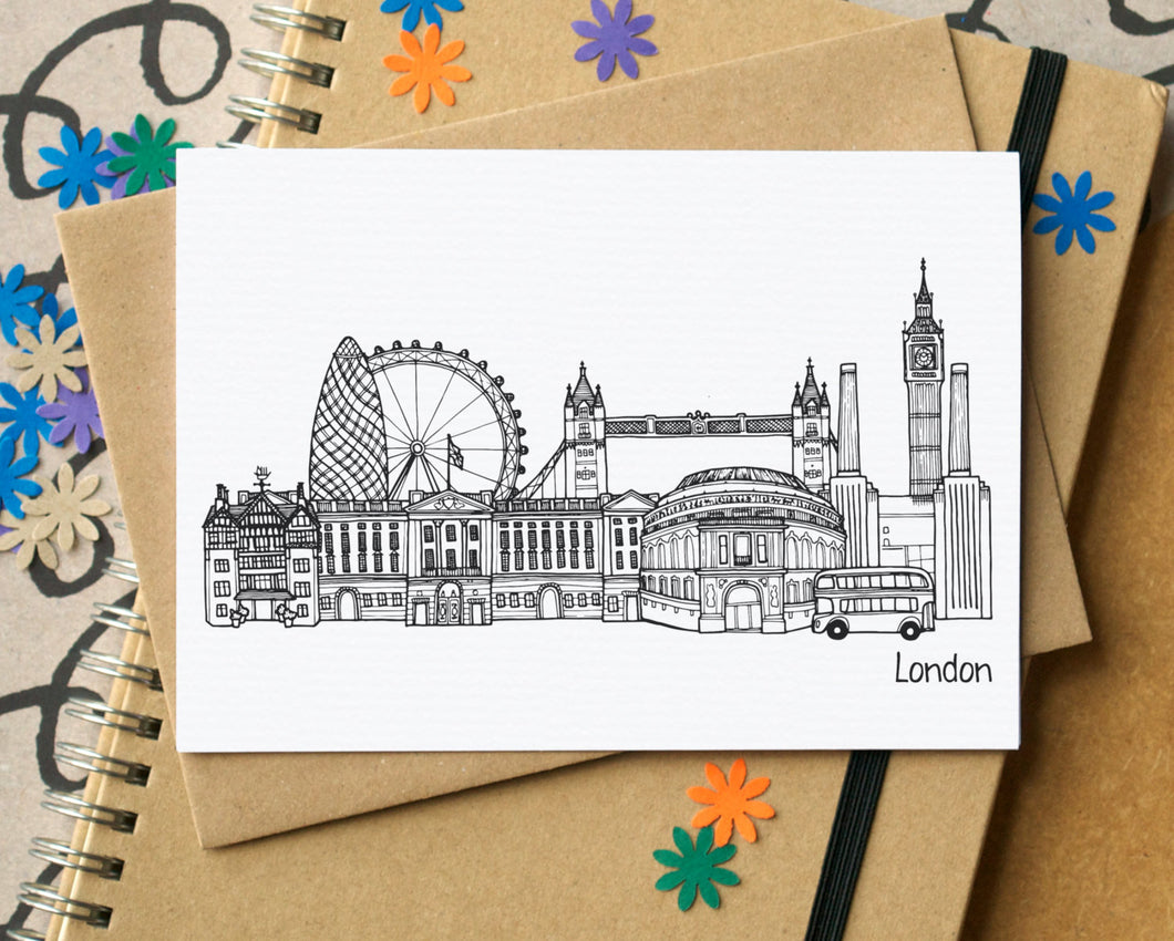 London Skyline Landmarks Greetings Card