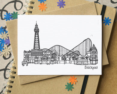 Blackpool Skyline Landmarks Greetings Card