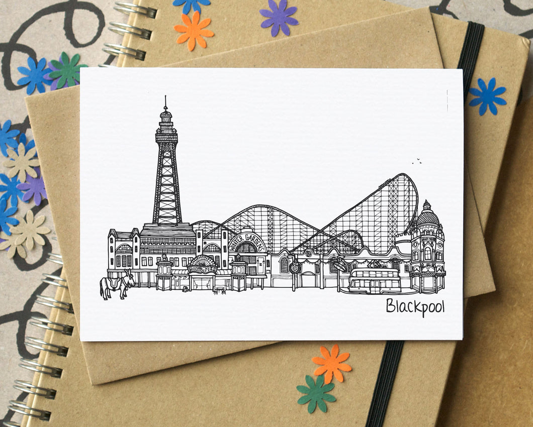 Blackpool Skyline Landmarks Greetings Card