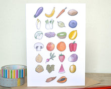 Fruit and Vegetable Alphabet Greetings Card