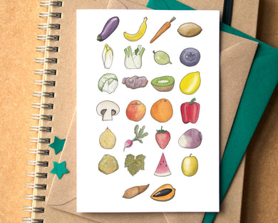 Fruit and Vegetable Alphabet Greetings Card