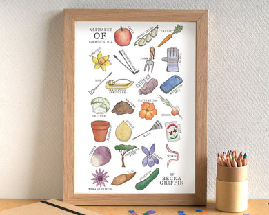 Gardening Alphabet Art Print